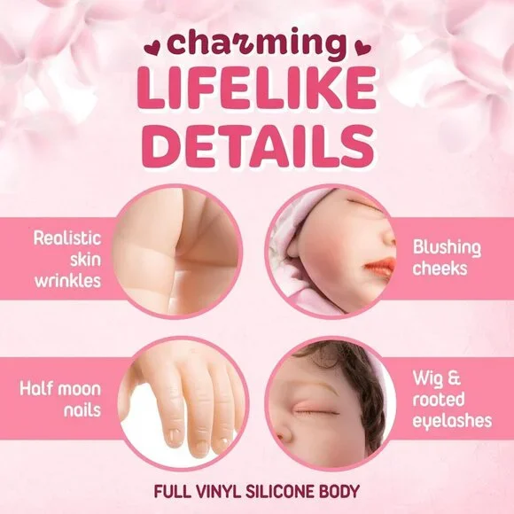 22-Inch Realistic Soft Silicone Newborn Girl Doll with Movable Arms and Legs